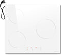 NOXTON Plaque à induction, 3 plaques blanche, 60 cm, encastrable avec commande tactile, booster, minuterie, sécurité enfant, 220 V-240 V, 3500 W, avec prise(Blanc)