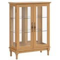 Vitrine en bois chêne et verre trempé 120x80x40 cm(Bois Chêne)