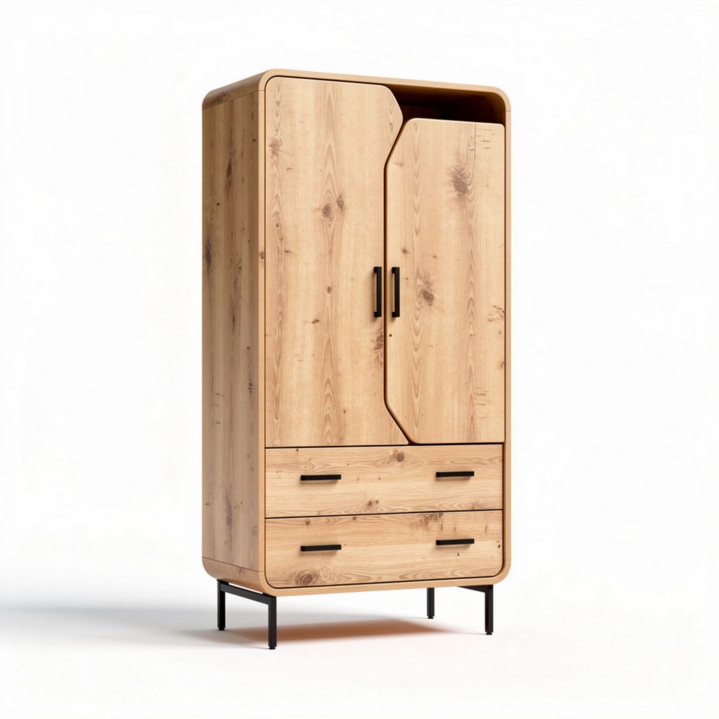 Armoire de rangement pour bureau en bois et métal - 80 x 45 x 180