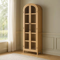Bibliothèque vitrée en chêne clair avec forme arquée 200 cm(Chêne clair)