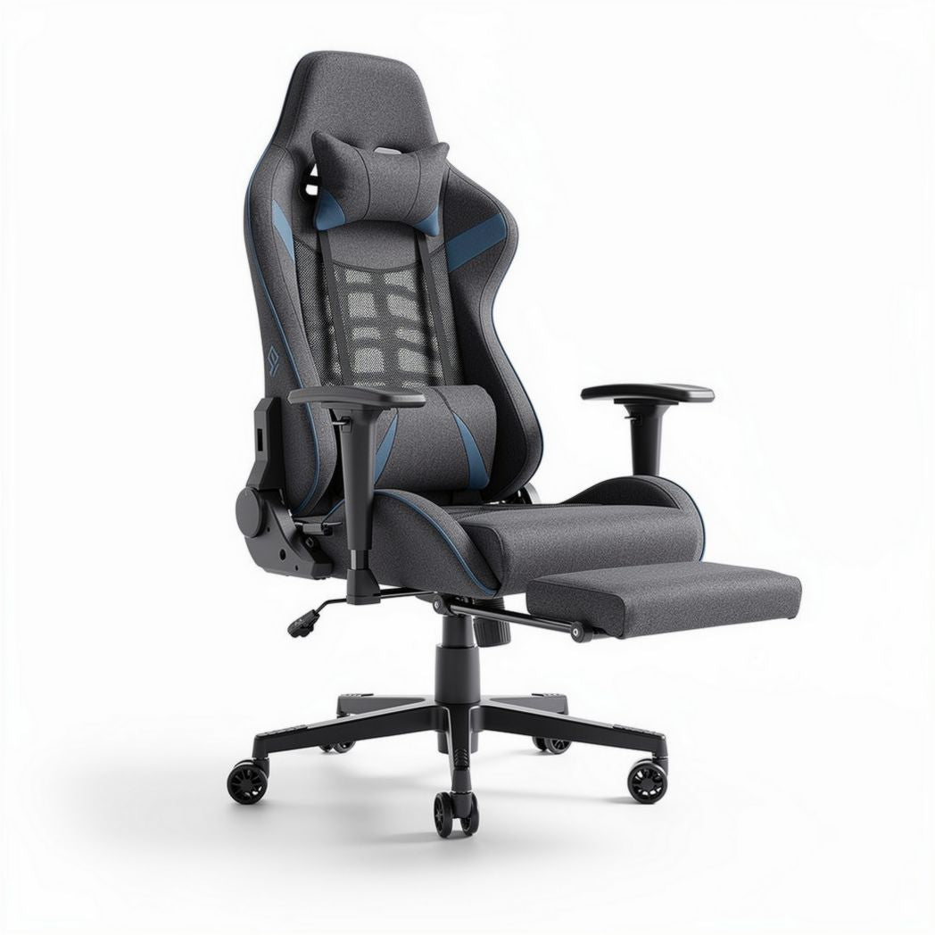 Chaise de bureau ergonomique avec repose-pied en tissu respirant - environ 120 x 60 x 50