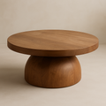 Table basse ronde bois noyer finition lisse moderne 90x40cm(Noix)
