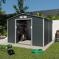 trigano Abri de jardin métal gris 6,5 m2 + kit d'ancrage(Gris/Blanc)