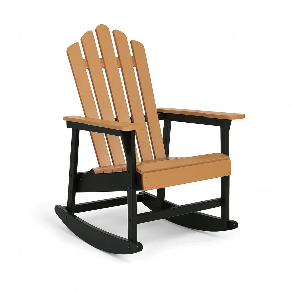 Fauteuil à bascule en plastique recyclé brun/noir(Marron/Noir)