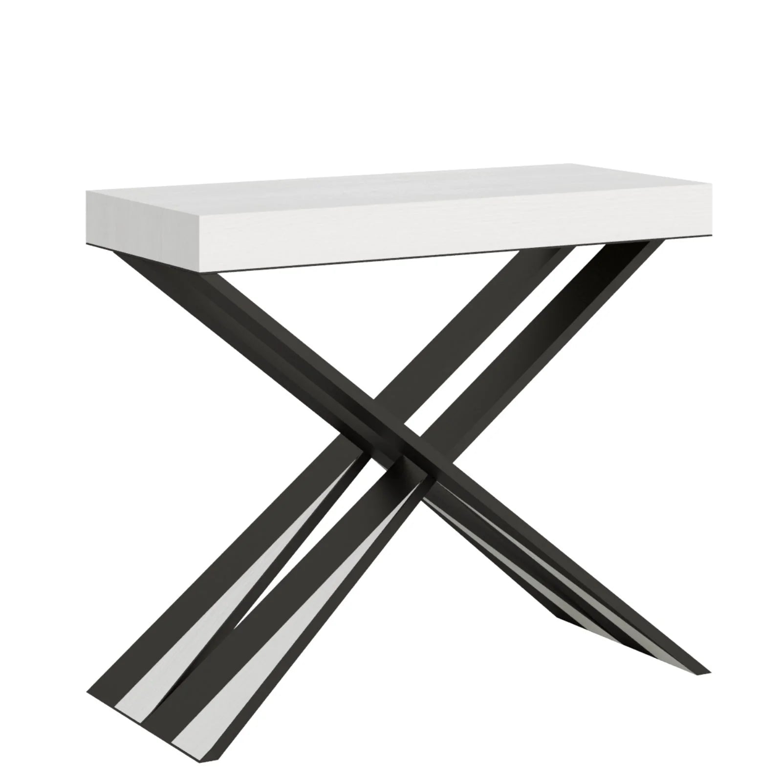 Table console extensible en bois Cagliari pour salle à manger(Extensible Jusqu'À 196 Cm/Classique/Ciment)