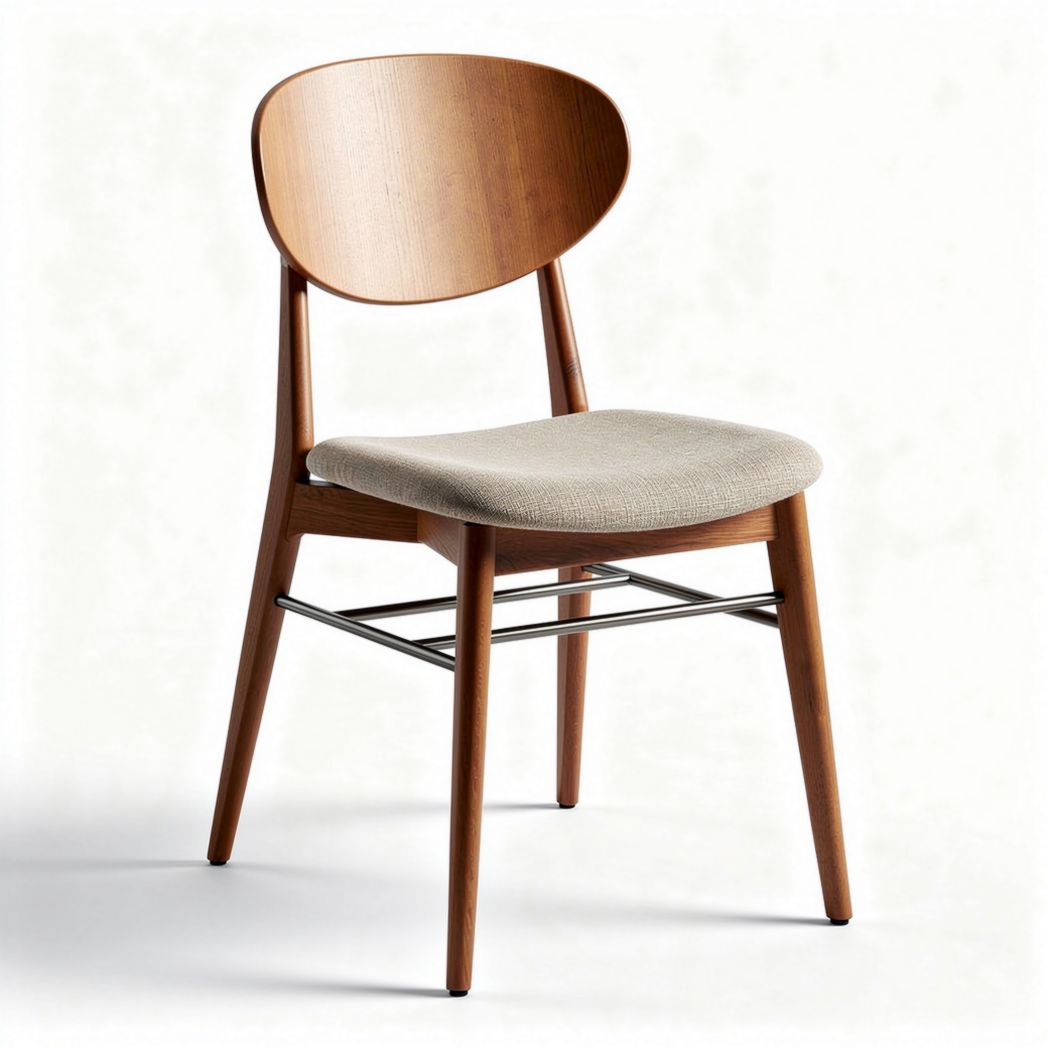 Chaise en bois avec assise en tissu pour salle à manger - 45 x 50 x 80