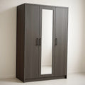 Armoire à 3 Portes avec Miroir Panneau de Particules Bois Sombre 180cm x 120cm x 50cm(Bois sombre)
