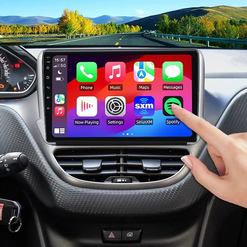 Pour Peugeot 2008 208 2012 - 2018 sans fil CarPlay Android Auto autoradio GPS RDS WiFi BT 4G(Noir)