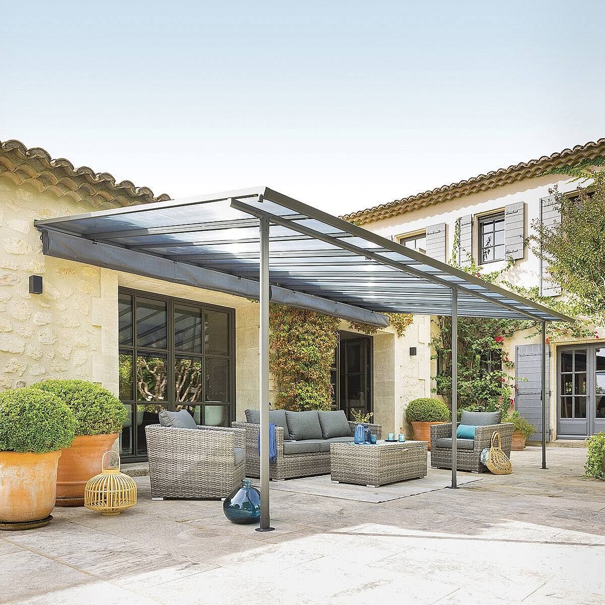hespéride Pergola adossée BELIZE Graphite 6 x 3,5 m(Graphite)