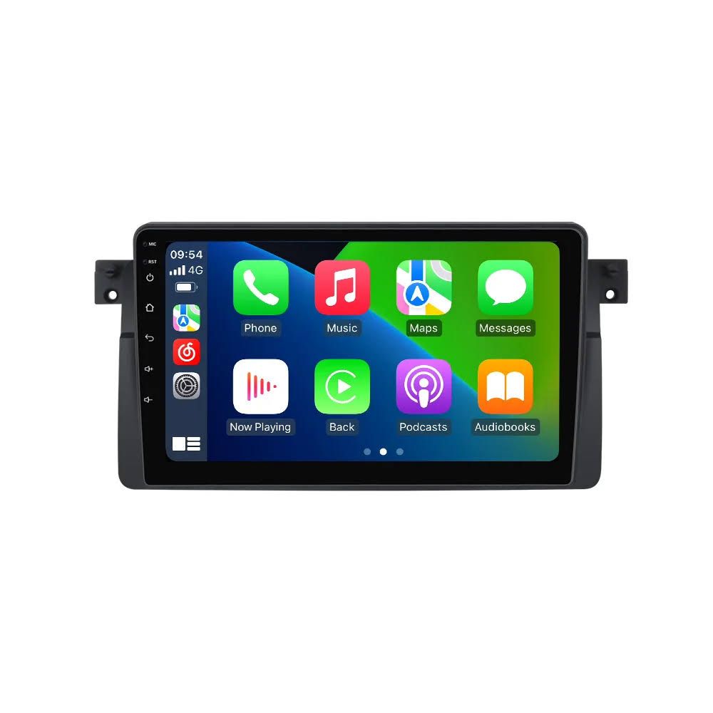 NaviFly  MEKEDE Android 14 sans fil Carplay Auto autoradio stéréo lecteur multimédia pour BMW E46(Noir)