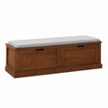 Banc de rangement en bois avec coussin en polyester gris(Noyer/Gris)