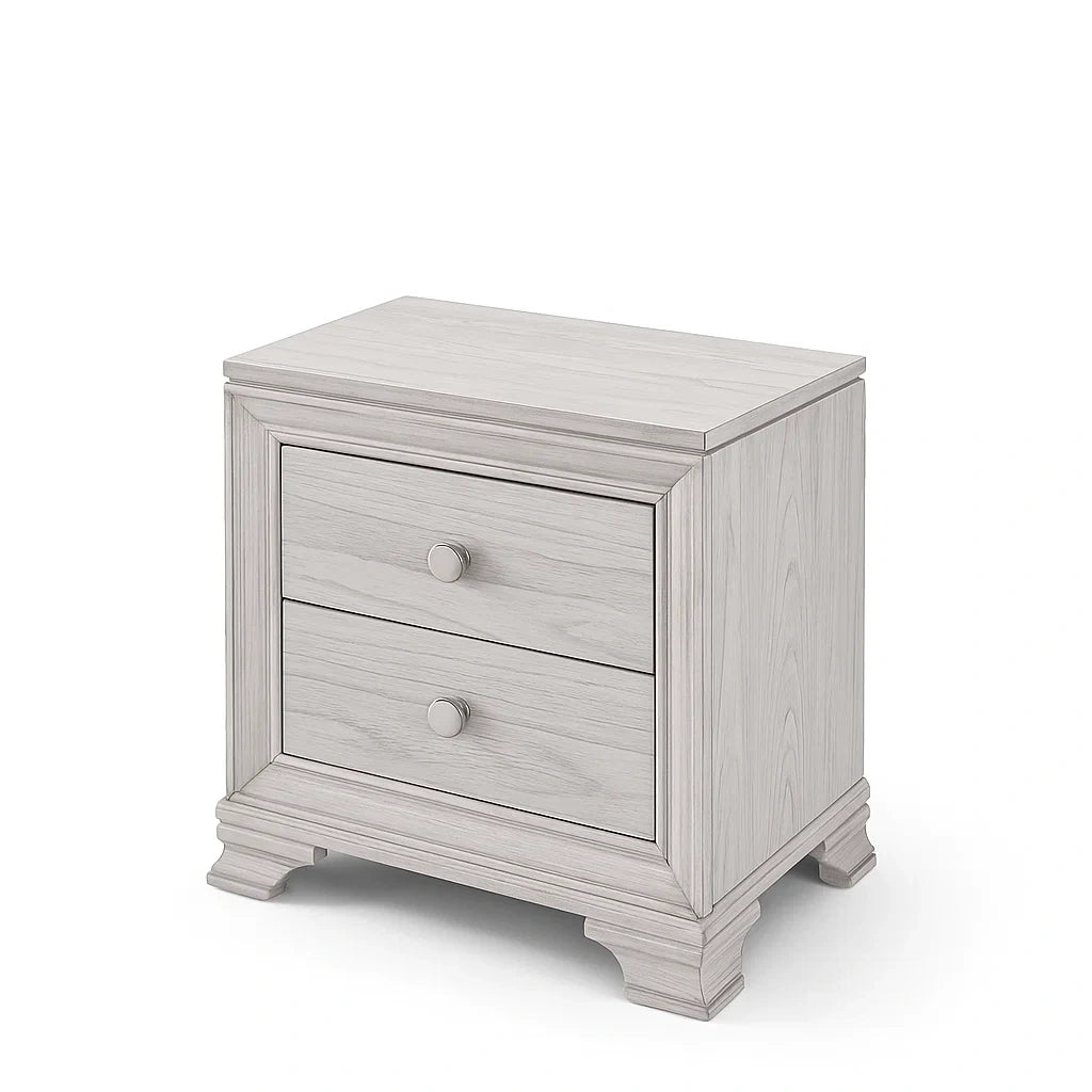 Table de chevet en bois gris à 2 tiroirs(Gris)