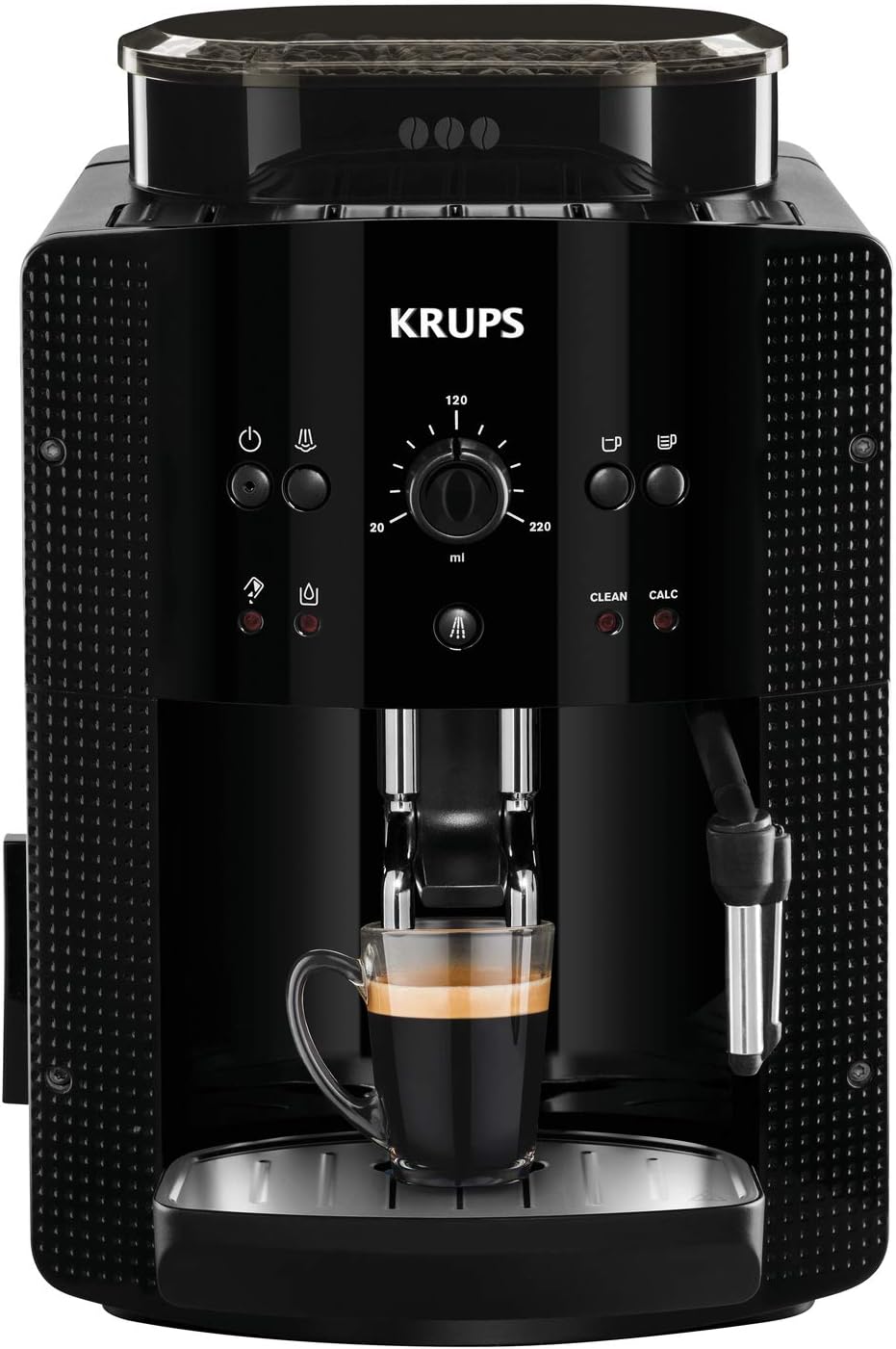 Krups Roma EA81M8 Cafetière expresso superautomatique 1,7 L, 3 niveaux de température, 3 textures de broyage, noir(Noir/Cafetière)