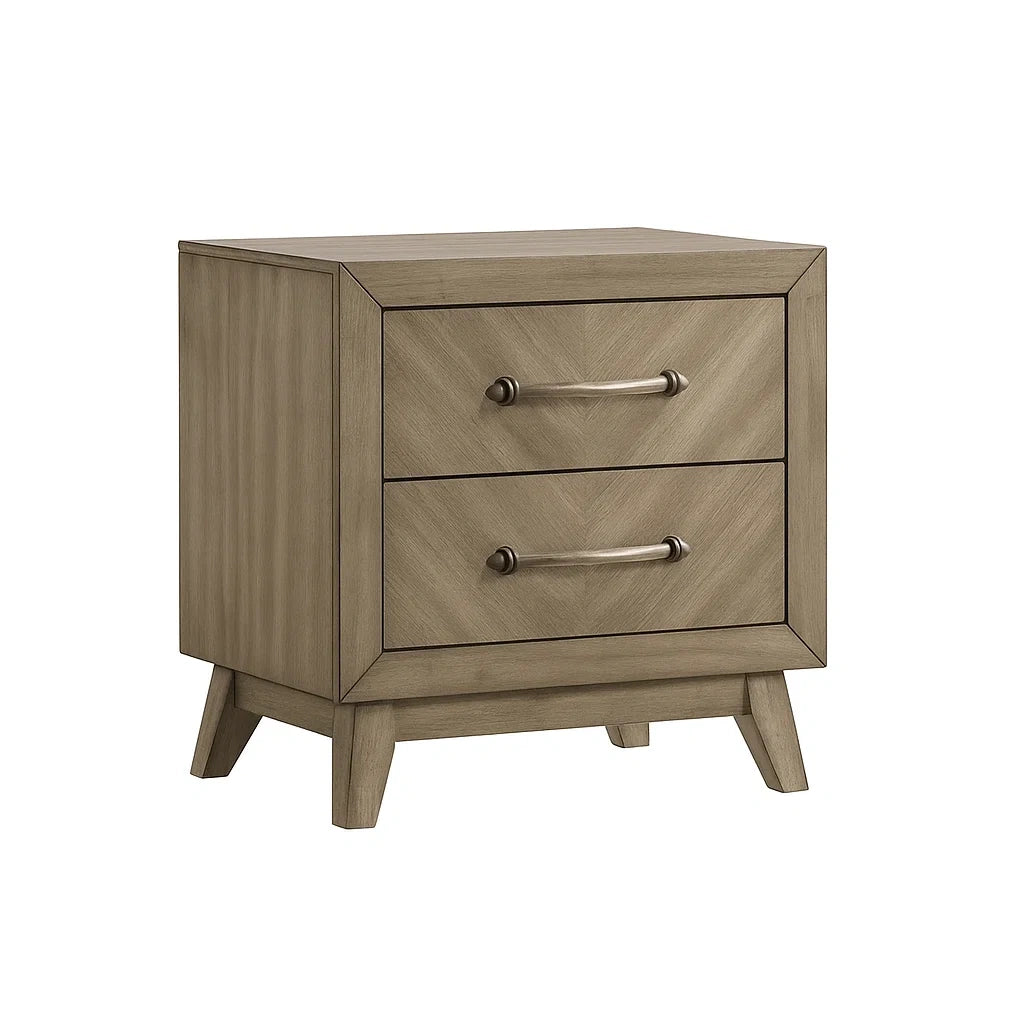 Table de chevet en bois chêne clair à 2 tiroirs(Chêne Clair)