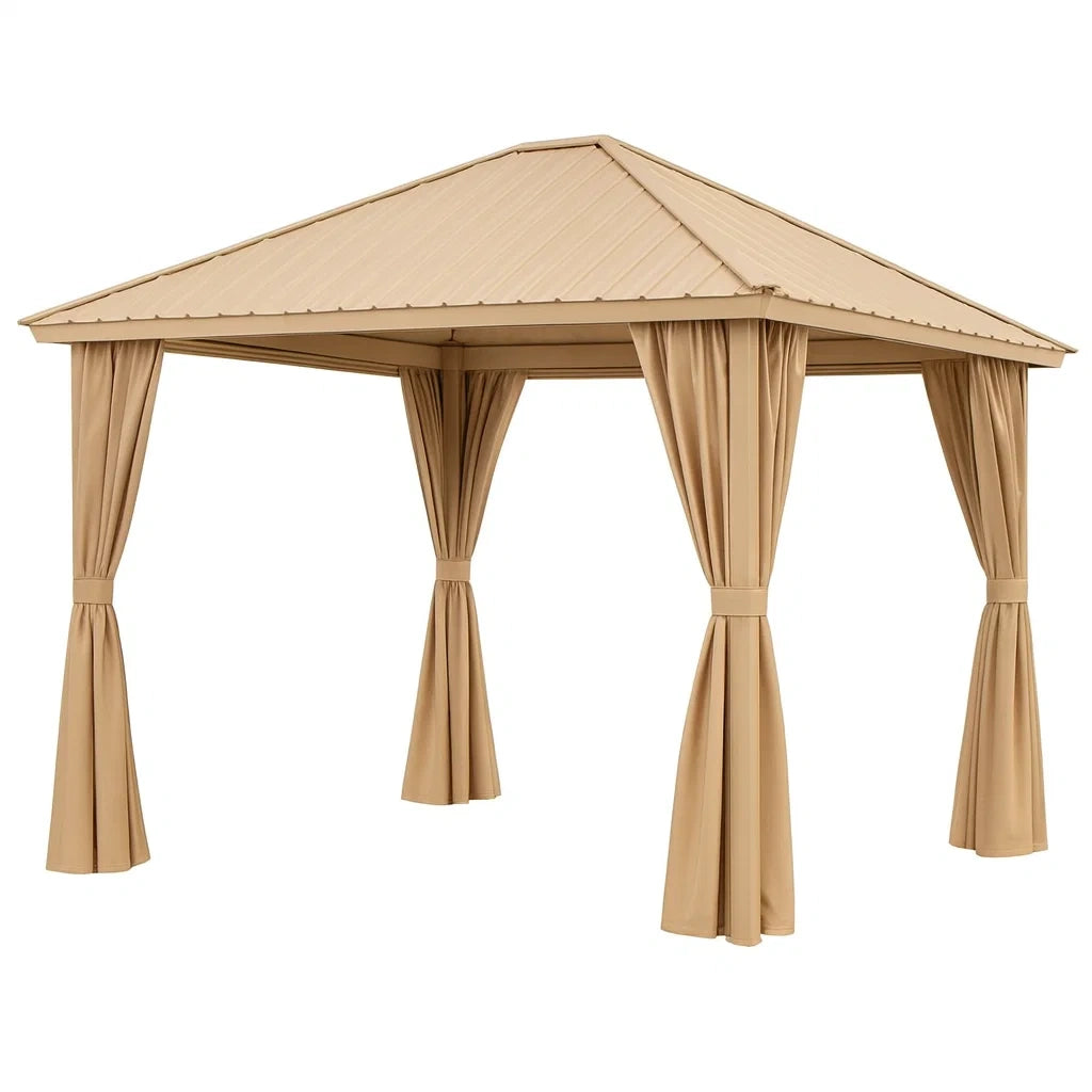 Tonnelle beige en aluminium, acier et polyester(Beige)