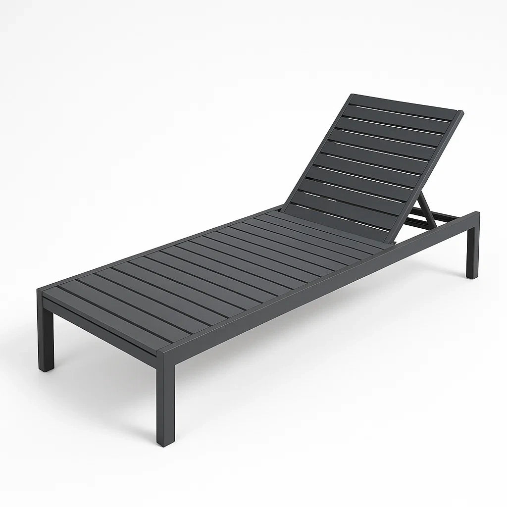 Chaise longue extérieure en aluminium noir(Noir)