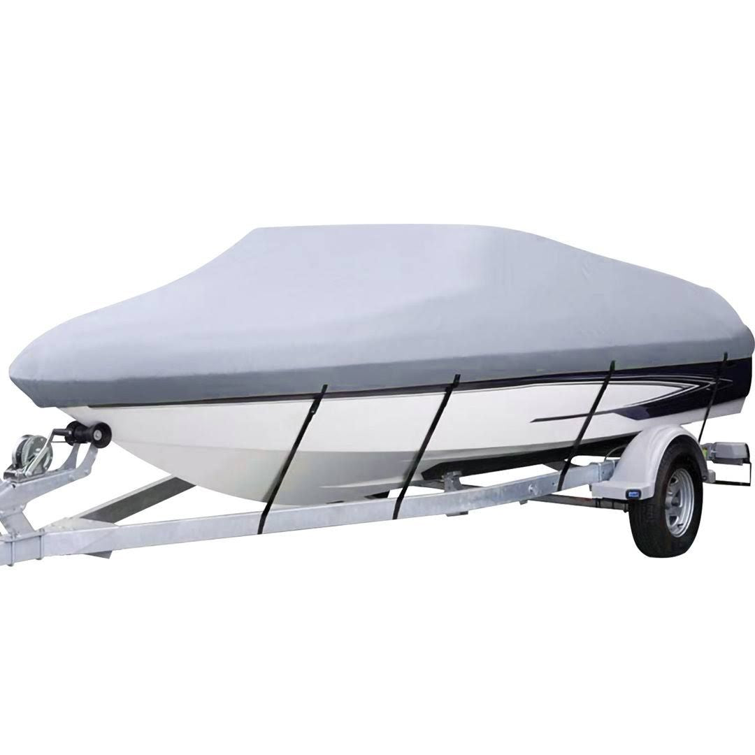 VEVOR Housse de Bateau Imperméable Bâche de Bateau 6,1 6,7 m de Long 2,7 m de Large Couverture de Protection pour Bateau à Coque V Oxford 210D 3(Gris/Blanc)