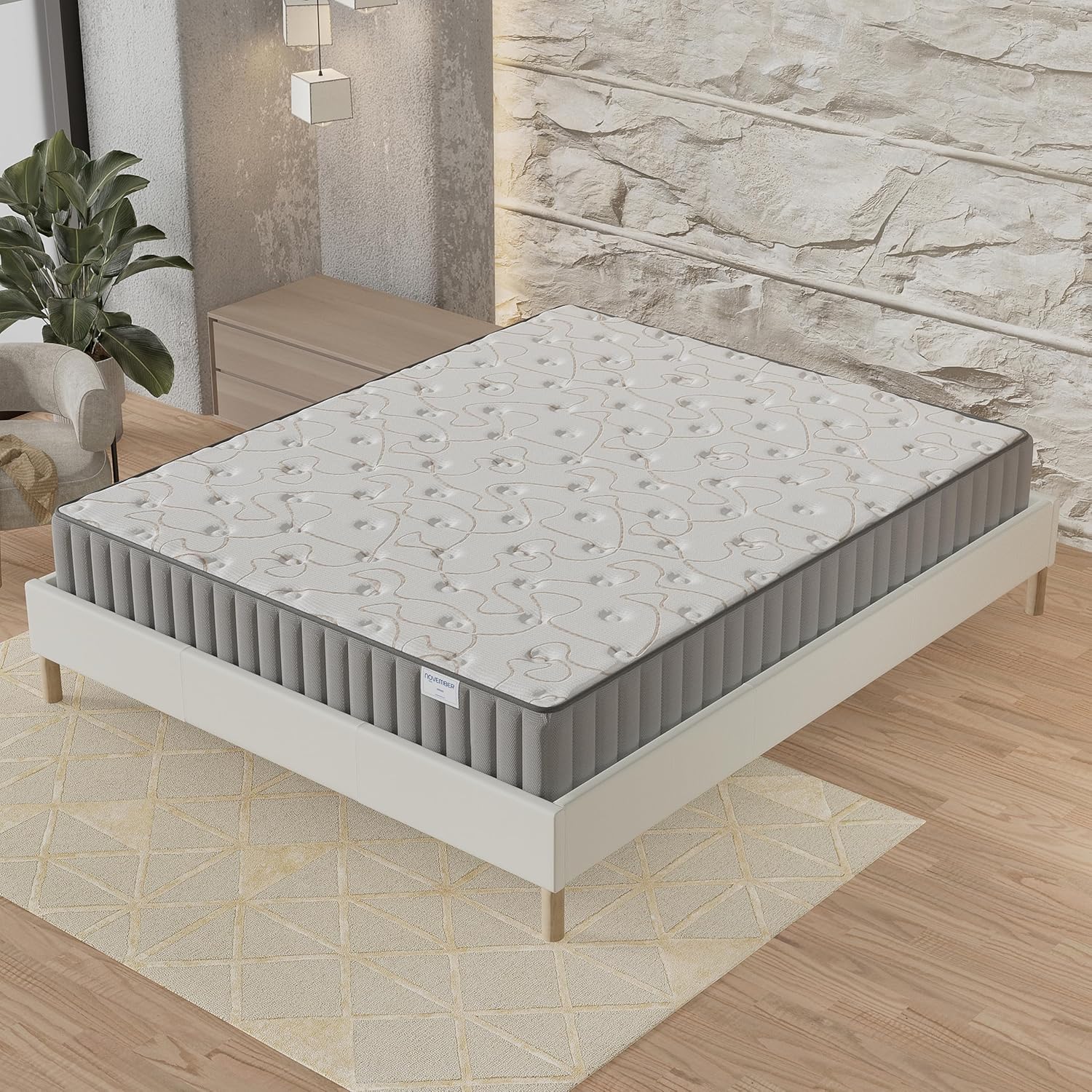 NOVEMBER - Orionis Mattress 120 x 190 cm - Hybrid Technology: HDensity Foam + Memory Foam - Thickness 22 cm - Toning  Wrap Support - Sanitized Label (Anti-Bacterial/Dust Mite)(16 cm/80 x 200 cm)