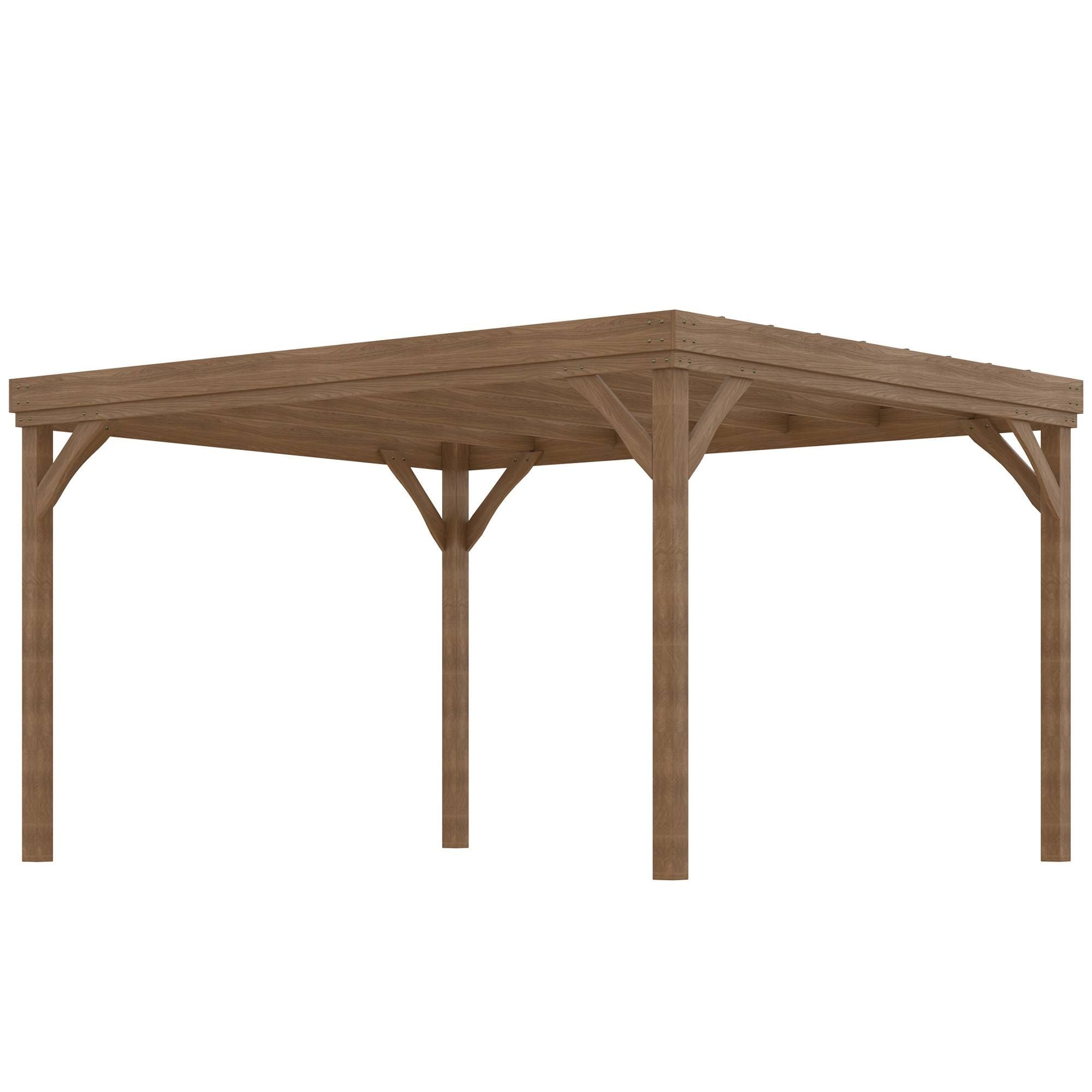 outsunny Pergola autoportante style rustique chic toit terrasse à décorer dim. 3,65L x 3l x 2,15H m(Marron)