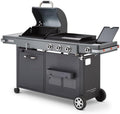 - Barbecue Bi-Energy Gun Metal XL - Barbecue Charbon et Plancha 60 x 42 cm à gaz avec brûleur latéral -12,95 KW(Gris Métallisé)