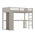 Lit mezzanine en bois de pin gris avec bureau et étagères 200x100x180 cm(Gris)