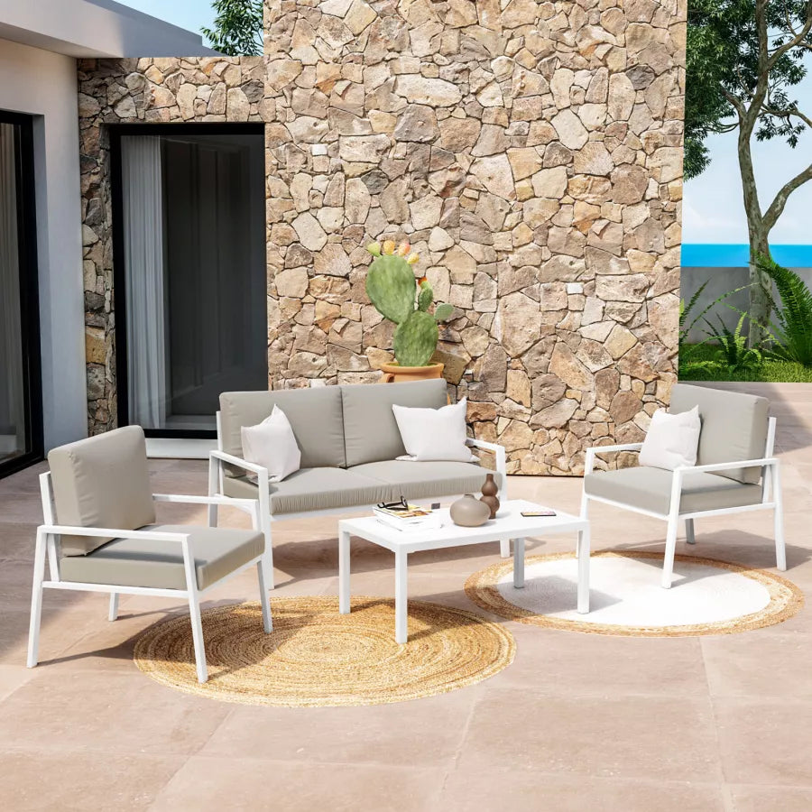 Salon d'extérieur moderne Barcelona en aluminium avec coussins de jardin(Anthracite)