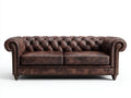 Canapé 2 places cuir véritable marron vieilli 175x90x78 cm - marron - design Chesterfield(Marron)