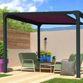 Pergola toile enroulable motorisée radio sur-mesure Evo aluminium 1 module 2 poteaux accroche murale(Noir/Violet/Vert)
